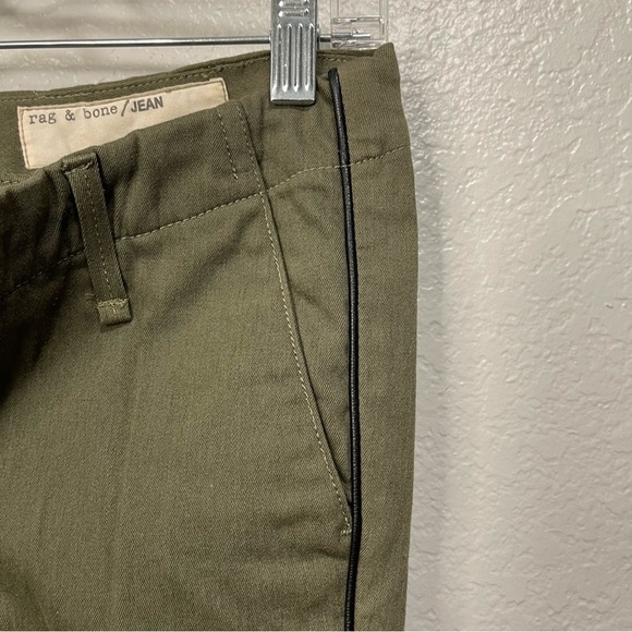 Rag & Bone Army Green Lamb Leather Trim Pants Size 26 - Picture 5 of 8